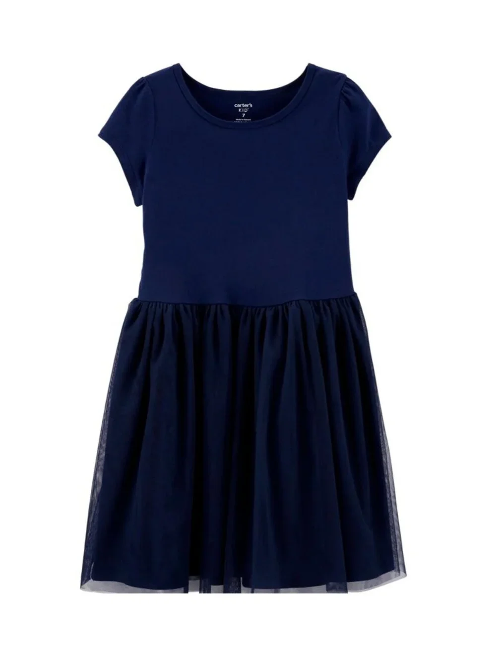 Carters Girls Navy Tulle Navy Short Sleeve Dress